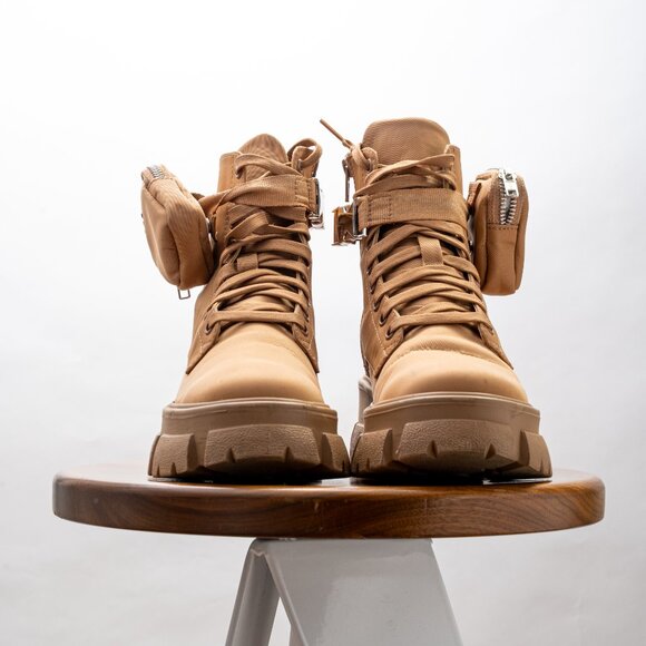 Steve Madden Tanker-P chunky lace up boots in sand. Womens Size 7 - Picture 5 of 8